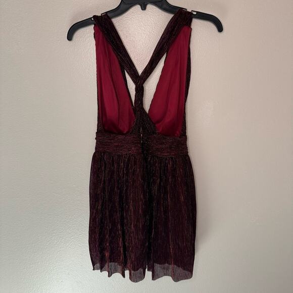 Lulus Ailey Magenta and Black Mini Dress Twist Back Skater Dress Women's Small - Picture 7 of 13